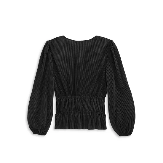 Brand new ๐ AQUA Girls' Accordion Pleat Faux Wrap Top, Big Kid - 100% Exclusive Black โ๏ธ 2 Brand new ๐ AQUA Girls' Accordion Pleat Faux Wrap Top, Big Kid - 100% Exclusive Black โ๏ธ - Image 2