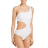 Hot Sale 🛒 AQUA One Shoulder Side Cutout One Piece Swimsuit Snow 😉