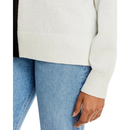 Discount ⌛ AQUA Color Block Cashmere Sweater - 100% Exclusive Black/ivory ⭐ 6 Discount ⌛ AQUA Color Block Cashmere Sweater - 100% Exclusive Black/ivory ⭐ - Image 6