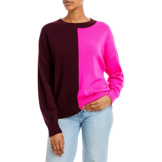 Discount ⌛ AQUA Color Block Cashmere Sweater - 100% Exclusive Black/ivory ⭐ 7 Discount ⌛ AQUA Color Block Cashmere Sweater - 100% Exclusive Black/ivory ⭐ - Image 7