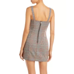 Discount ✔️ AQUA Plaid Mini Sheath 🥰 Dress - 100% Exclusive Ivory Multi 🧨 -AQUA Elegant shop unnamed file 3038