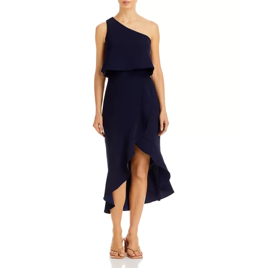 Budget ❤️ AQUA Crepe Flounce Cocktail ⭐ Dress - 100% Exclusive Navy ⌛ 4 Budget ❤️ AQUA Crepe Flounce Cocktail ⭐ Dress - 100% Exclusive Navy ⌛ - Image 4