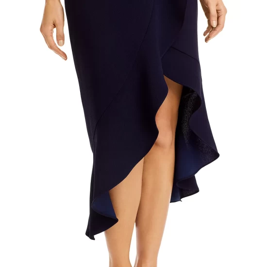 Budget ❤️ AQUA Crepe Flounce Cocktail ⭐ Dress - 100% Exclusive Navy ⌛ 8 Budget ❤️ AQUA Crepe Flounce Cocktail ⭐ Dress - 100% Exclusive Navy ⌛ - Image 8