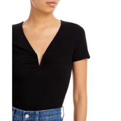 Cheapest ⌛ AQUA Ruched V Neck Tee - 100% Exclusive Cream 🤩 -AQUA Elegant shop unnamed file 3053