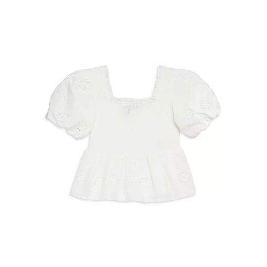 Promo π AQUA β Girls' Eyelet Smocked Puff Sleeve Top, Big Kid - 100% Exclusive White β¨ 1 Promo π AQUA β Girls' Eyelet Smocked Puff Sleeve Top, Big Kid - 100% Exclusive White β¨