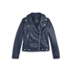Promo 😉 AQUA Girls' Faux Leather Jacket, Big Kid - 100% Exclusive Navy ✔️