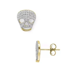 Buy ๐ AQUA Sterling Silver Skull Stud Earrings - 100% Exclusive Gold โ๏ธ