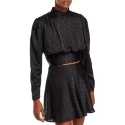 Flash Sale π AQUA Tonal Dotted Crop Top - 100% Exclusive Black π