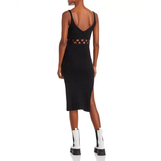 Deals ๐ AQUA Sleeveless Ribbed Knit Cutout Dress - 100% Exclusive Black ๐ 3 Deals ๐ AQUA Sleeveless Ribbed Knit Cutout Dress - 100% Exclusive Black ๐ - Image 3