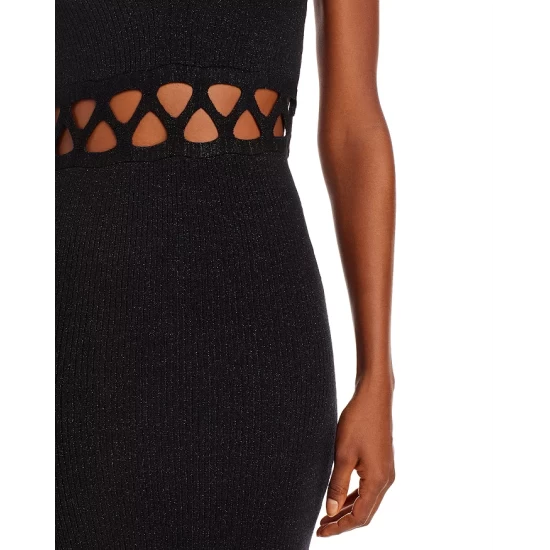 Deals ๐ AQUA Sleeveless Ribbed Knit Cutout Dress - 100% Exclusive Black ๐ 6 Deals ๐ AQUA Sleeveless Ribbed Knit Cutout Dress - 100% Exclusive Black ๐ - Image 6