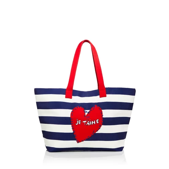 Discount ✨ AQUA Je T'aime Striped Tote - 100% Exclusive Blue White 😉 1 Discount ✨ AQUA Je T'aime Striped Tote - 100% Exclusive Blue White 😉