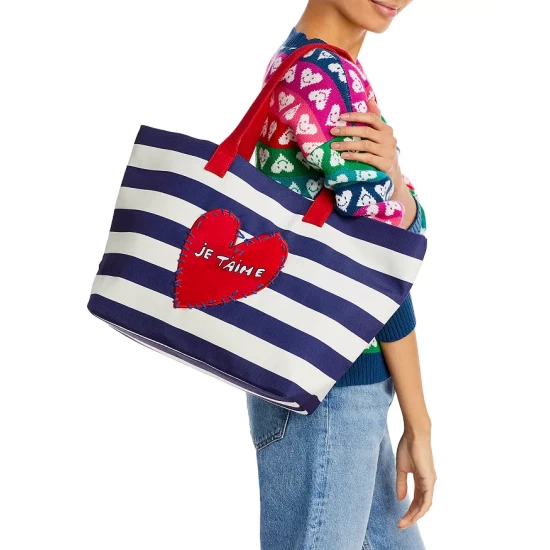 Discount ✨ AQUA Je T'aime Striped Tote - 100% Exclusive Blue White 😉 2 Discount ✨ AQUA Je T'aime Striped Tote - 100% Exclusive Blue White 😉 - Image 2