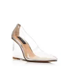 Best Pirce 😀 AQUA Women's Clear Pointed Toe Wedge Pumps - 100% Exclusive 🌟
