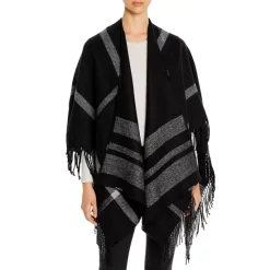 Outlet 😍 AQUA Reversible Windowpane Ruana - 100% Exclusive Black 🎁 -AQUA Elegant shop unnamed file 3219