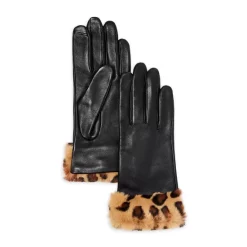 Promo ⭐ AQUA Faux Fur Trimmed Leather Tech Gloves - 100% Exclusive Black 😍