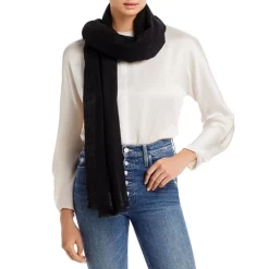 Flash Sale ⌛ AQUA Metallic Border Fringe Scarf - 100% Exclusive Black 🔔