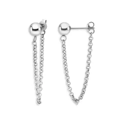 Wholesale ✔️ AQUA Front To Back Chain Drop Earrings - 100% Exclusive Silver ✨