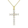 Budget ❤️ AQUA Cubic Zirconia Baguette Cross Pendant Necklace In 18K Yellow Gold-Plated Sterling Silver, 15.5-17.5" - 100% Exclusive ❤️