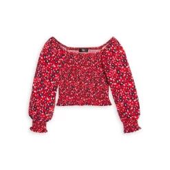 Discount ❤️ AQUA Girls' Spotted Leopard Ity Top - Big Kid - 100% Exclusive Red ❤️