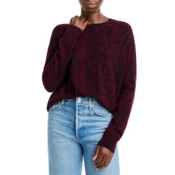 Buy ❤️ AQUA Snake Print Cashmere Sweater - 100% Exclusive Dark Raisin/black 🤩