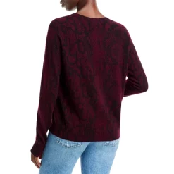 Buy ❤️ AQUA Snake Print Cashmere Sweater - 100% Exclusive Dark Raisin/black 🤩 -AQUA Elegant shop unnamed file 3279