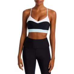 Best Sale 👍 AQUA Color Block Medium Support Sports Bra - 100% Exclusive Black Multi ✔️