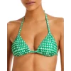 Cheapest ⭐ AQUA Triangle Print 😉 Bikini Top - 100% Exclusive Green/white 💯