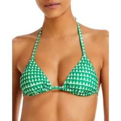 Cheapest ⭐ AQUA Triangle Print 😉 Bikini Top - 100% Exclusive Green/white 💯