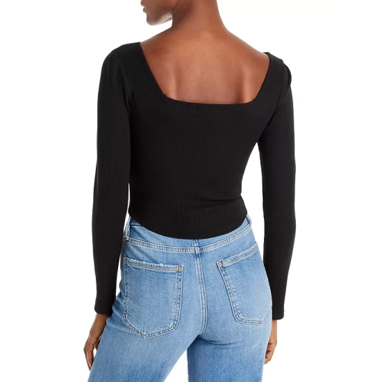 Deals ⌛ AQUA Long Sleeve Bustier Top - 100% Exclusive White 🔥 2 Deals ⌛ AQUA Long Sleeve Bustier Top - 100% Exclusive White 🔥 - Image 2