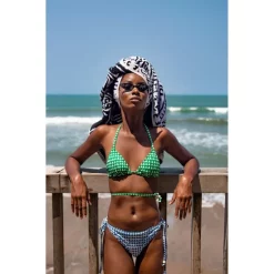 Cheapest ⭐ AQUA Triangle Print 😉 Bikini Top - 100% Exclusive Green/white 💯 -AQUA Elegant shop unnamed file 3290