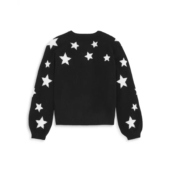 New π AQUA Girls' Cashmere Star Sweater, Big Kid - 100% Exclusive Black/ivory π 2 New π AQUA Girls' Cashmere Star Sweater, Big Kid - 100% Exclusive Black/ivory π - Image 2