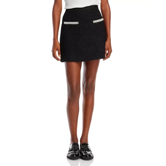 Top 10 🎁 AQUA Embellished Tweed Mini Skirt - 100% Exclusive Black Shine ⭐ 1 Top 10 🎁 AQUA Embellished Tweed Mini Skirt - 100% Exclusive Black Shine ⭐