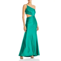 Cheapest 👍 AQUA One Shoulder Cutout Maxi ⌛ Dress - 100% Exclusive Green ✔️