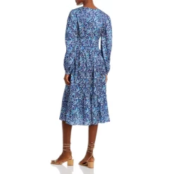 Top 10 🎉 AQUA Floral Ruched Long-Sleeve Midi Dress Blue Multi 😀 -AQUA Elegant shop unnamed file 3325
