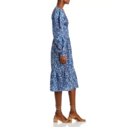 Top 10 🎉 AQUA Floral Ruched Long-Sleeve Midi Dress Blue Multi 😀 -AQUA Elegant shop unnamed file 3326
