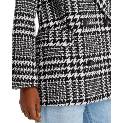 Outlet ⌛ AQUA Houndstooth Plaid Print Double Breasted 😉 Coat - 100% Exclusive Black/white 🔔 -AQUA Elegant shop unnamed file 3332