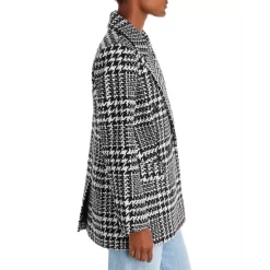 Outlet ⌛ AQUA Houndstooth Plaid Print Double Breasted 😉 Coat - 100% Exclusive Black/white 🔔 -AQUA Elegant shop unnamed file 3335