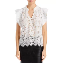Cheap ๐ AQUA Lace Flutter Sleeve Top - 100% Exclusive White ๐