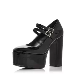 Coupon ⌛ AQUA Women's Emmy Ankle Strap Platform High Heel Pumps - 100% Exclusive Black Patent 🔥