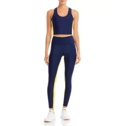 Flash Sale ✨ AQUA Cropped Tank Workout Bra & Striped Leggings - 100% Exclusive Black/blue ✔️