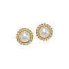 Coupon 🔥 AQUA Cultured Freshwater Pearl & Cubic Zirconia Halo Button Earrings - 100% Exclusive Gold/white 🔔