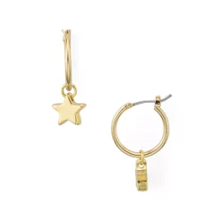 Hot Sale 👍 AQUA Dangling Star Charm Hoop Earrings - 100% Exclusive Gold ⭐