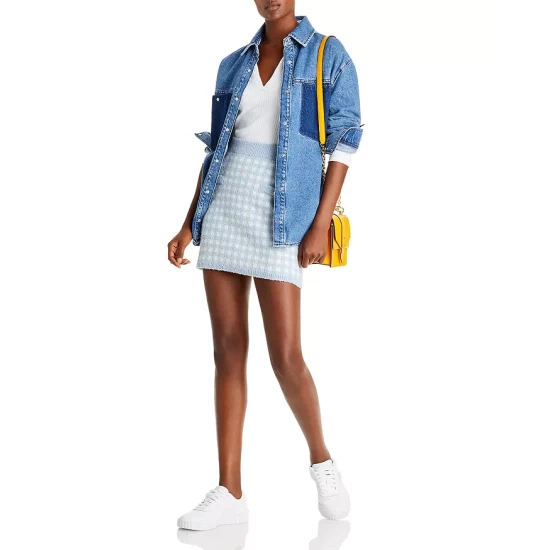 Best deal 🔥 AQUA Checkered Knit Mini Skirt - 100% Exclusive Blue ✔️ 2 Best deal 🔥 AQUA Checkered Knit Mini Skirt - 100% Exclusive Blue ✔️ - Image 2