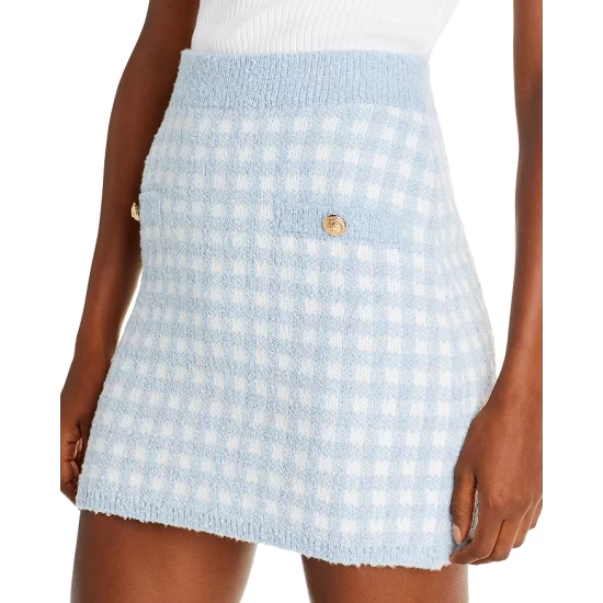 Best deal 🔥 AQUA Checkered Knit Mini Skirt - 100% Exclusive Blue ✔️ 5 Best deal 🔥 AQUA Checkered Knit Mini Skirt - 100% Exclusive Blue ✔️ - Image 5