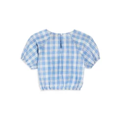 Coupon ⭐ AQUA 🎉 Girls' Plaid Puff Sleeve Top & Smocked Skirt, Big Kid - 100% Exclusive Blue/white/pink 👍 -AQUA Elegant shop unnamed file 3518