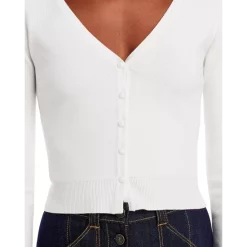 Best deal 🧨 AQUA Feather Cuff Cropped Cardigan - 100% Exclusive White ✨ -AQUA Elegant shop unnamed file 3539