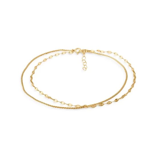 Best Pirce 😀 AQUA Double-Row Chain Anklet- 100% Exclusive Gold ⭐ 1 Best Pirce 😀 AQUA Double-Row Chain Anklet- 100% Exclusive Gold ⭐