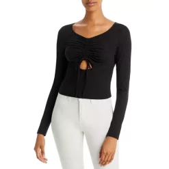 Deals 🤩 AQUA Ribbed Cut Out Top - 100% Exclusive Black 🎉