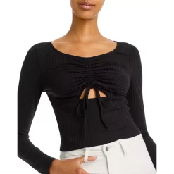 Deals 🤩 AQUA Ribbed Cut Out Top - 100% Exclusive Black 🎉 -AQUA Elegant shop unnamed file 3558