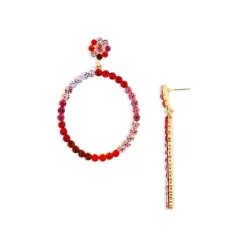 Best Sale 😀 AQUA Multicolor Hoop Drop Earrings - 100% Exclusive Red/gold 🧨